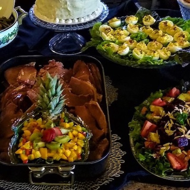 A variety of food dishes prepared for a meal